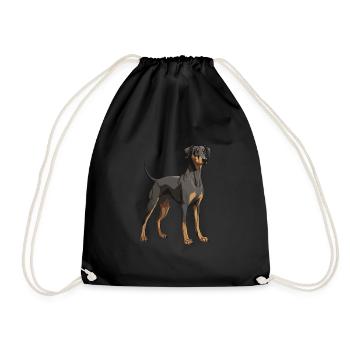 Doberman Dog - Drawstring Bag - black - Front