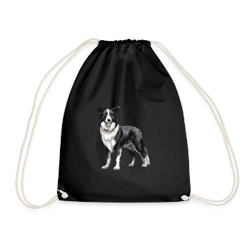 Border Collie Hund - Turnbeutel - Schwarz - Vorne