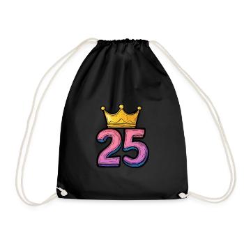 25 Zahl Krone - Turnbeutel - Schwarz - Vorne