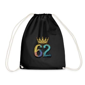 62 Zahl Krone - Turnbeutel - Schwarz - Vorne