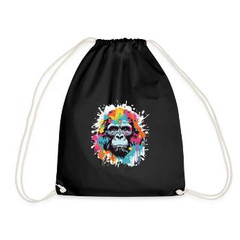 Gorilla Animal Pop Art Head - Drawstring Bag - black - Front