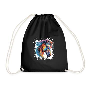 Horse Animal Pop Art Head - Drawstring Bag - black - Front