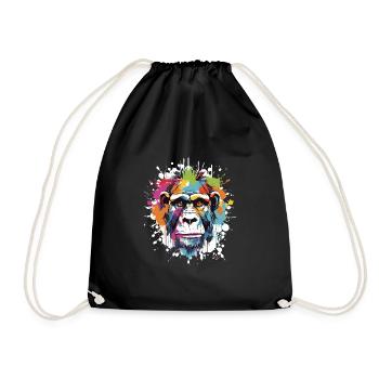 Monkey Animal Pop Art Head - Drawstring Bag - black - Front