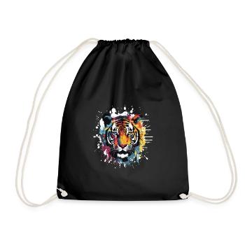 Tiger Animal Pop Art Head - Drawstring Bag - black - Front