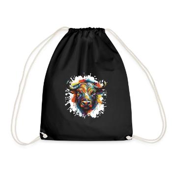 Bull Animal Pop Art Head Taurus - Drawstring Bag - black - Front
