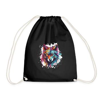 Wolf Animal Pop Art Head - Drawstring Bag - black - Front