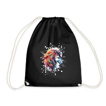 Unicorn Head Portrait - Drawstring Bag - black - Front