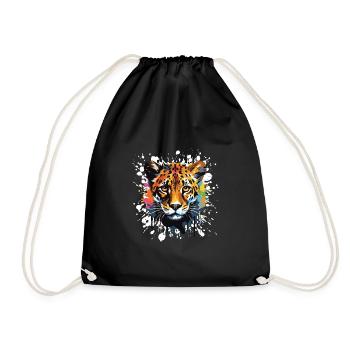 Cheetah Animal Pop Art Head - Drawstring Bag - black - Front