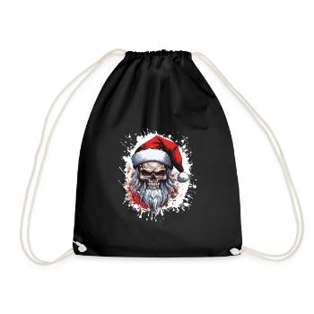 Santa Claus Skull - Drawstring Bag - black - Front