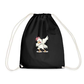 Dabbing chicken rooster cock dance funny gift - Drawstring Bag - black - Front