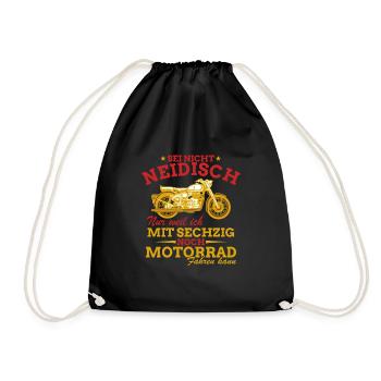 Motorrad Shirt • Neidisch Motorradfahrer Geschenk - Turnbeutel - Schwarz - Vorne