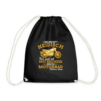 Motorrad Shirt • Neidisch Motorradfahrer Geschenk - Turnbeutel - Schwarz - Vorne