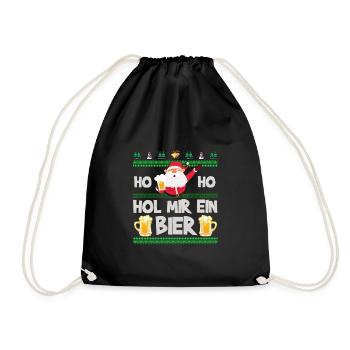 Weihnachten Weihnachtsmann Ho Ho Bier Winter Xmas - Turnbeutel - Schwarz - Vorne