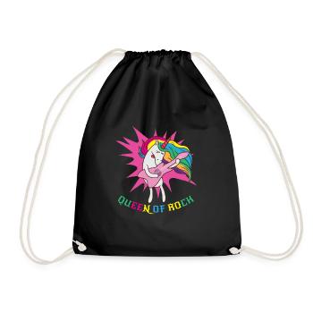Queen of rock music unicorn - Drawstring Bag - black - Front