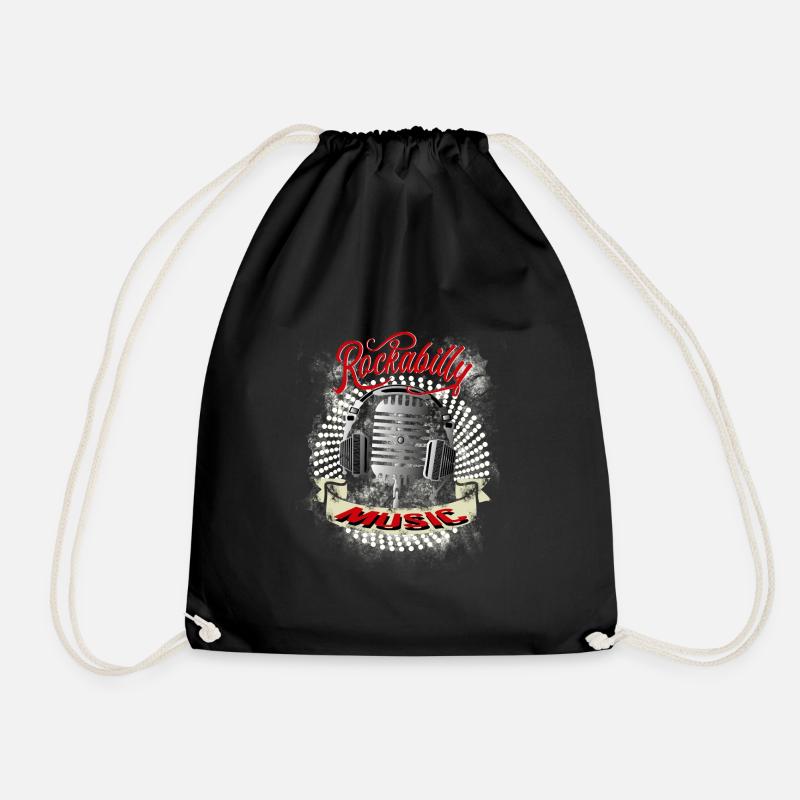 Rockabilly Music Micro DJ Old School Retro - Drawstring Bag - black