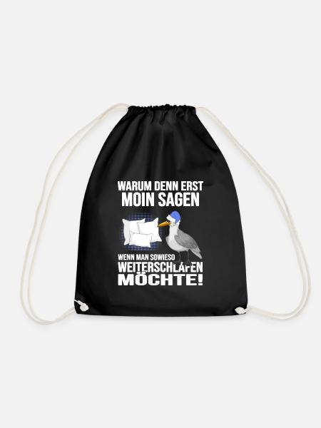 Küstenkind Moin moin Langschläfer Morgenmuffel - Turnbeutel - Schwarz