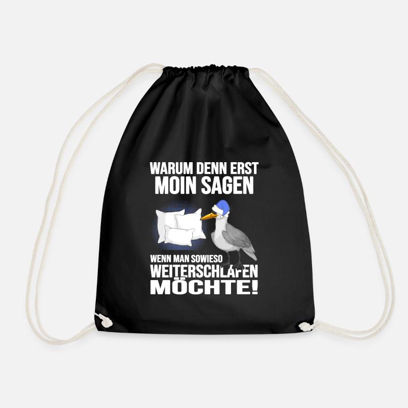 Küstenkind Moin moin Langschläfer Morgenmuffel - Turnbeutel - Schwarz