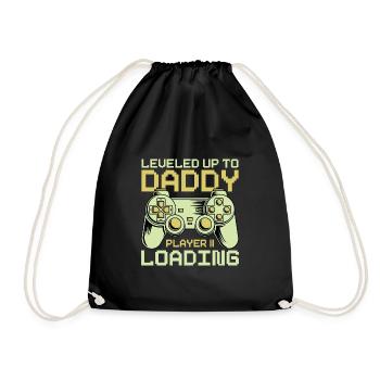 Dad Level Unlocked - Level up to Daddy Loading - Drawstring Bag - black - Front