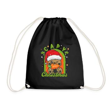 Capybara sapin de Noël père Noël - Sac de sport léger - noir - Devant