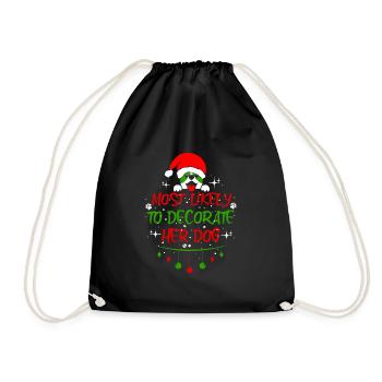 Dog Christmas Santa Claus for Women - Drawstring Bag - black - Front