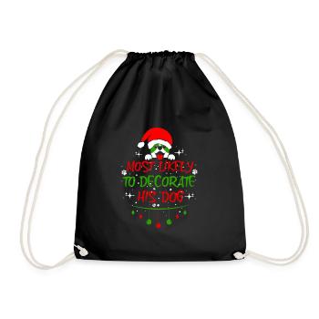 Dog Christmas Santa Claus for Men - Drawstring Bag - black - Front