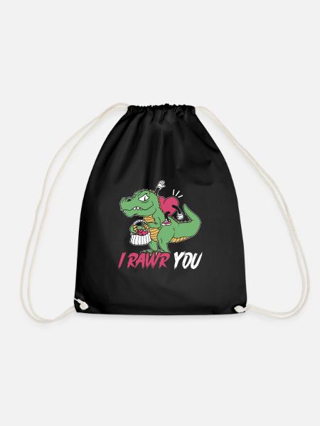 Valentinstag Dinosaurier T-Rex 14. Februar Dino - Turnbeutel - Schwarz