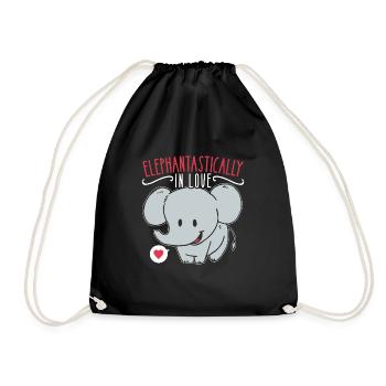 14. Februar Valentinstags-Geschenk Süsser Elefant - Turnbeutel - Schwarz - Vorne