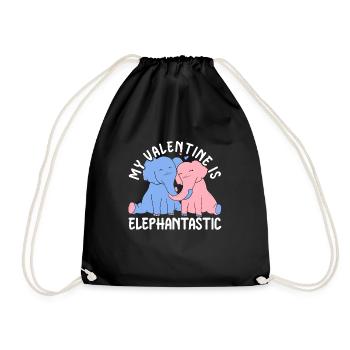 14. Februar Valentinstags-Geschenk Süsser Elefant - Turnbeutel - Schwarz - Vorne