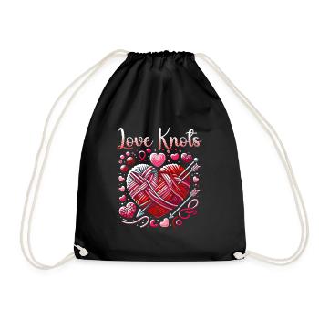 14. Februar Valentinstag Häkeln Stricken Nähen - Turnbeutel - Schwarz - Vorne