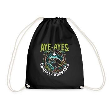 Aye Aye Lemur Cute Monkey Madagascar - Drawstring Bag - black - Front