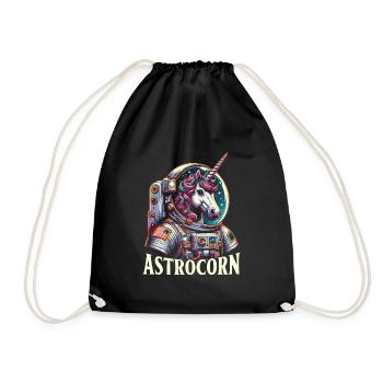 Astrocorn Astronaut Unicorn Mythical Creature - Drawstring Bag - black - Front