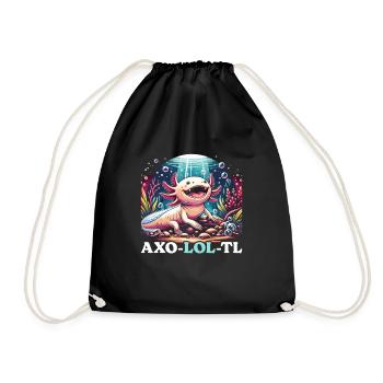 Kawaii Axolotl Walking Fish Mexican - Drawstring Bag - black - Front