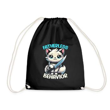 Funny Cat Kitty - Drawstring Bag - black - Front
