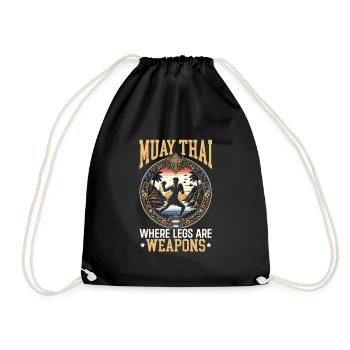 Muay Thai Fighter Kickboxing Kickboxer Thailand - Drawstring Bag - black - Front