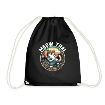 Muay Thai Fighter Kickboxing Kickboxer Thailand - Drawstring Bag - black - Front