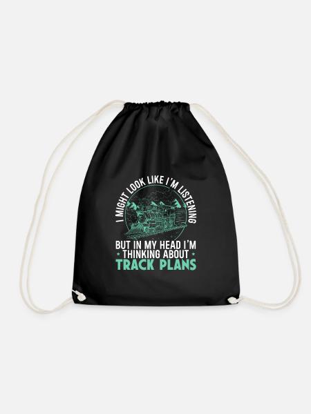 Model railway - Drawstring Bag - black
