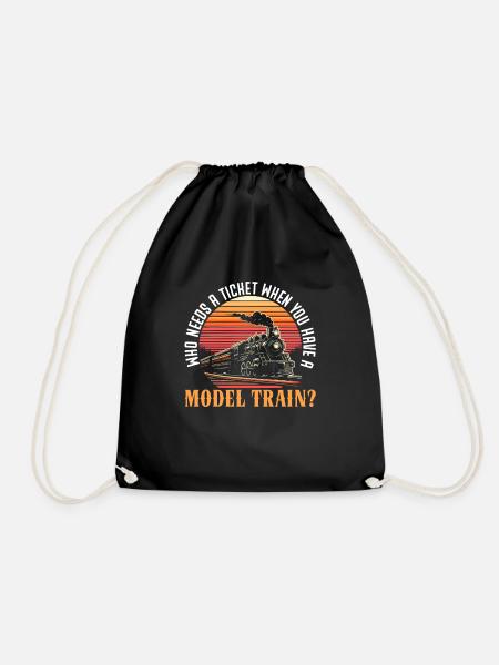 Model Railway Model Railway Enthusiast - Drawstring Bag - black