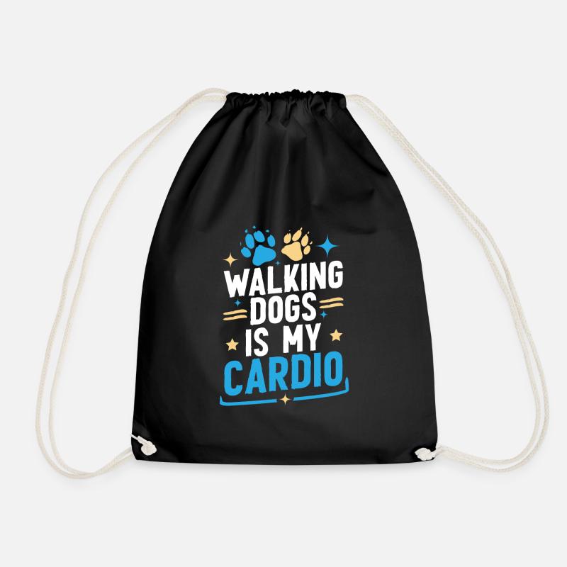 Walking the dog, walking the dog, - Drawstring Bag - black