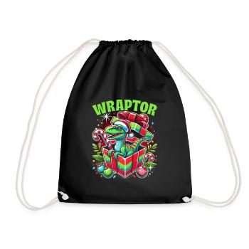 Dinosaur Christmas Santa Claus Christmas - Drawstring Bag - black - Front