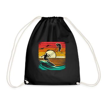 Kitesurfing Kiteboarding Water Sports Kitesurfer - Drawstring Bag - black - Front