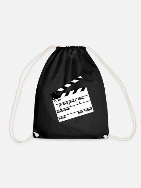 clapperboard (writable flex) - Drawstring Bag - black