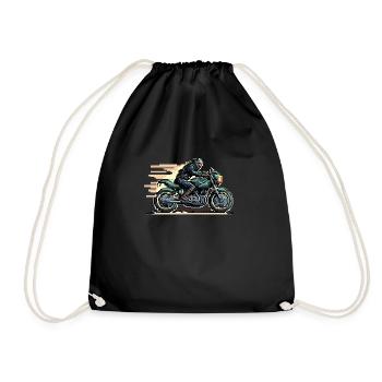 8-bit motorcycle - Drawstring Bag - black - Front