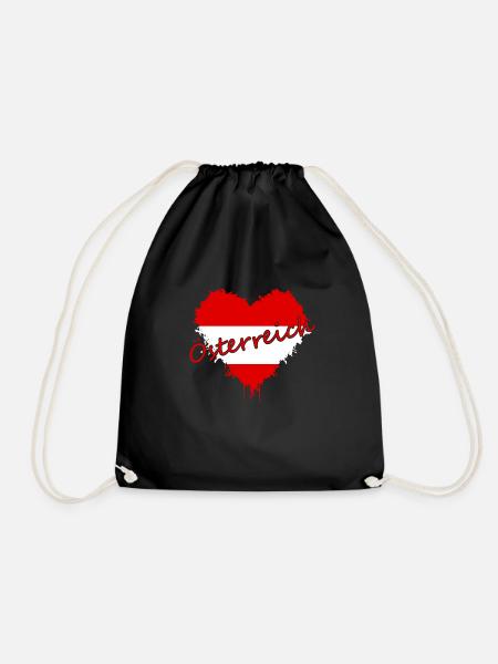 Österreich, Herz, Austria, Heart - Turnbeutel - Schwarz