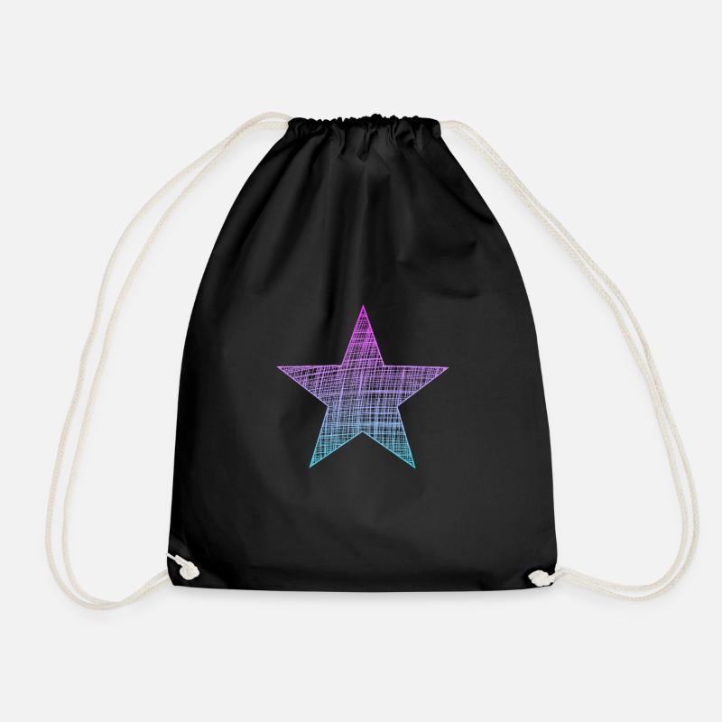 Stern pink blau, star pink blue - Turnbeutel - Schwarz
