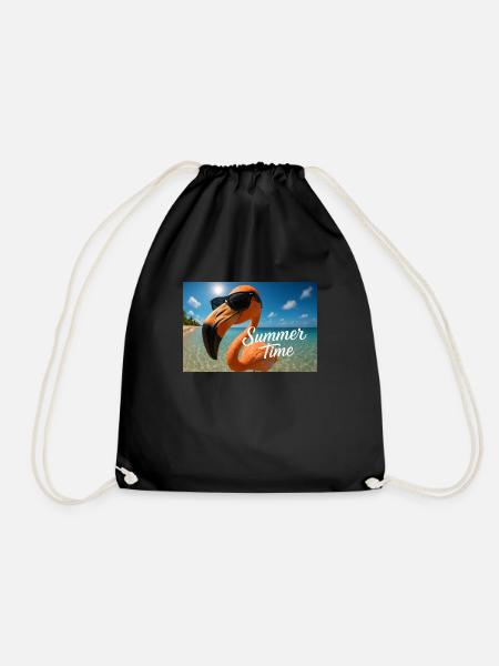 Suns Out, Shades On – Flamingo Style - Drawstring Bag - black