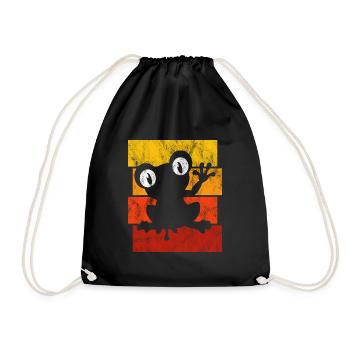 Frosch Frösche Geschenk für Kinder Lustig Witzig - Turnbeutel - Schwarz - Vorne