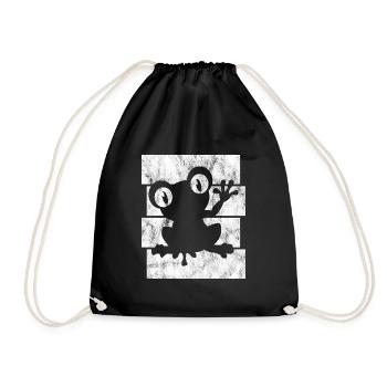 Frosch Frösche Geschenk für Kinder Lustig Witzig - Turnbeutel - Schwarz - Vorne