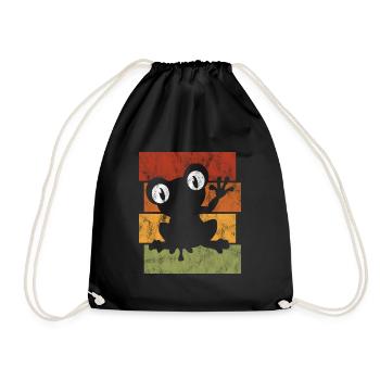Frog Frogs Gift for Kids Funny Funny - Drawstring Bag - black - Front