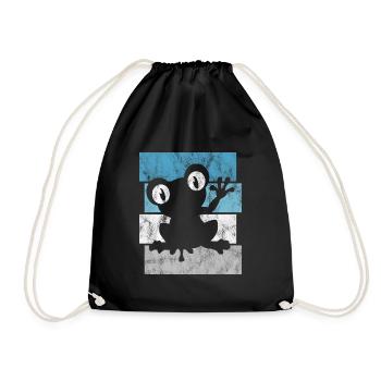 Frog Frogs Gift for Kids Funny Funny - Drawstring Bag - black - Front