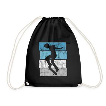 Skateboarder Skateboard Skater Skate Skateing - Drawstring Bag - black - Front